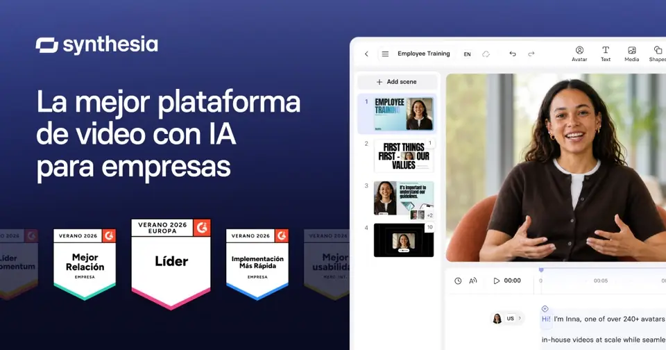 Imagen de presentación de Synthesia en su web