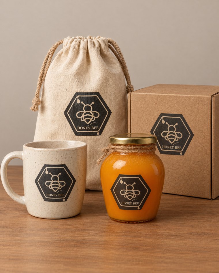 MOCKUP, hecho con este prompt y la foto de un bote de miel