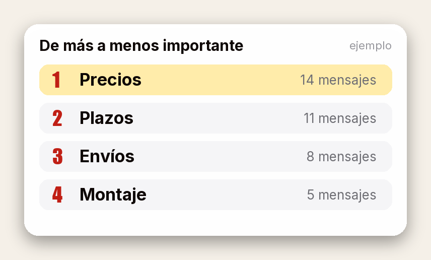 El resultado: los temas de más a menos importante (ejemplo)
