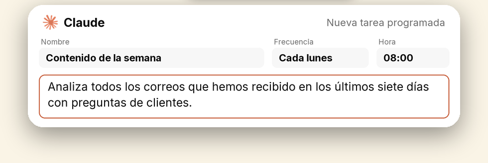 La tarea programada, con la instrucción