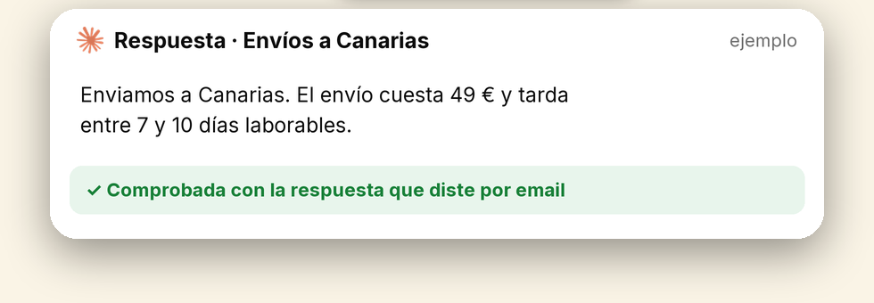 Una respuesta comprobada con el correo real (ejemplo)