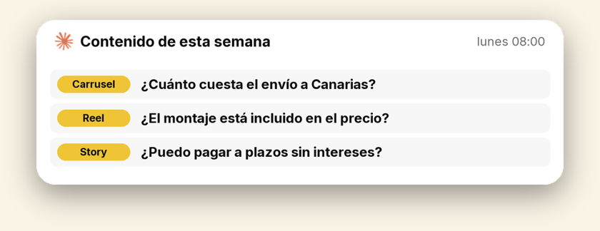 El contenido de la semana, sacado de las preguntas de tus clientes (ejemplo)